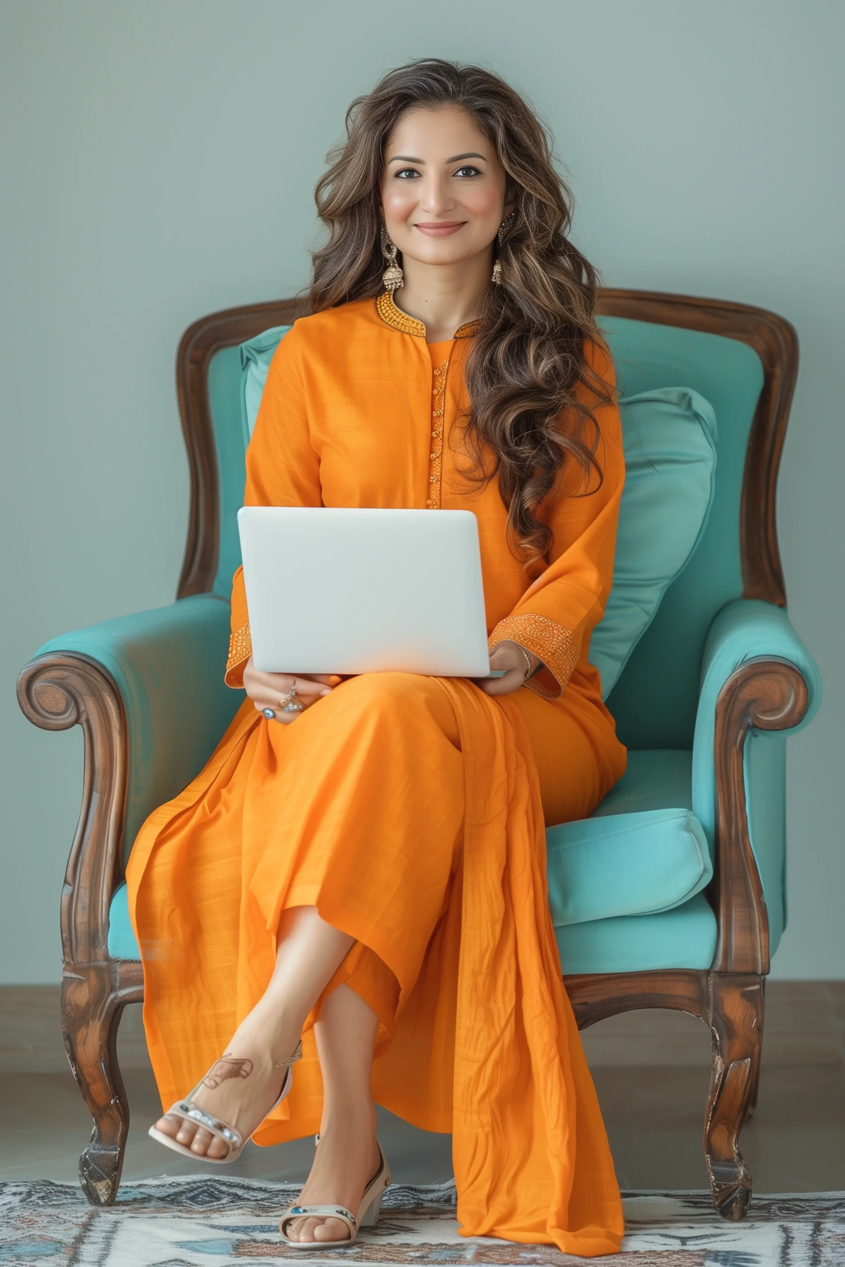 indian-woman-sitting-on-a-chair-with-a-laptop