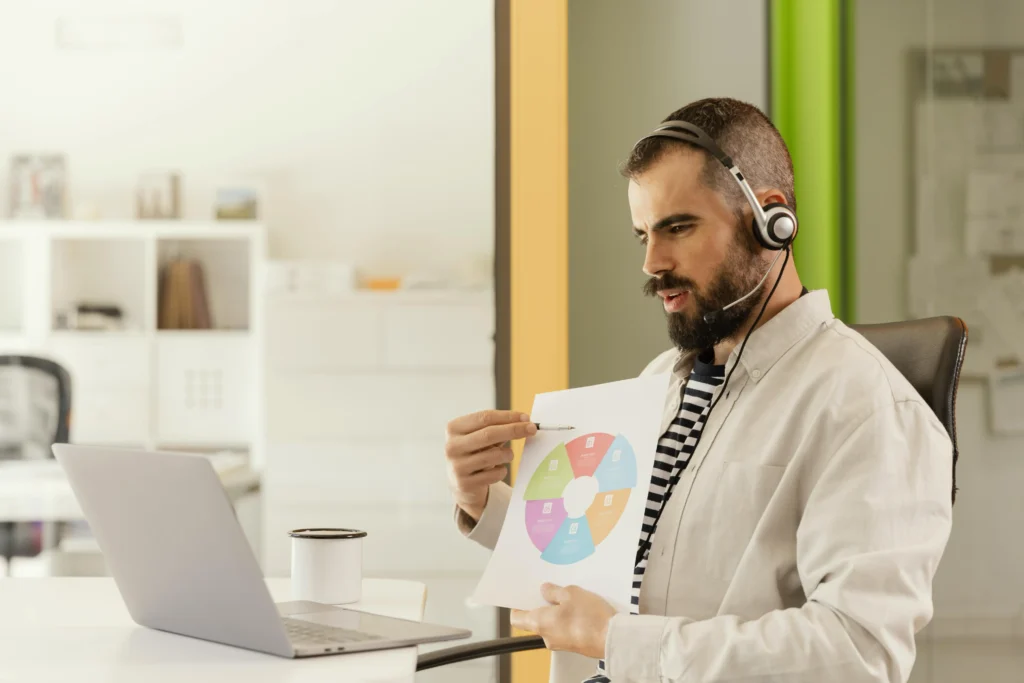 man-having-online-meeting-work